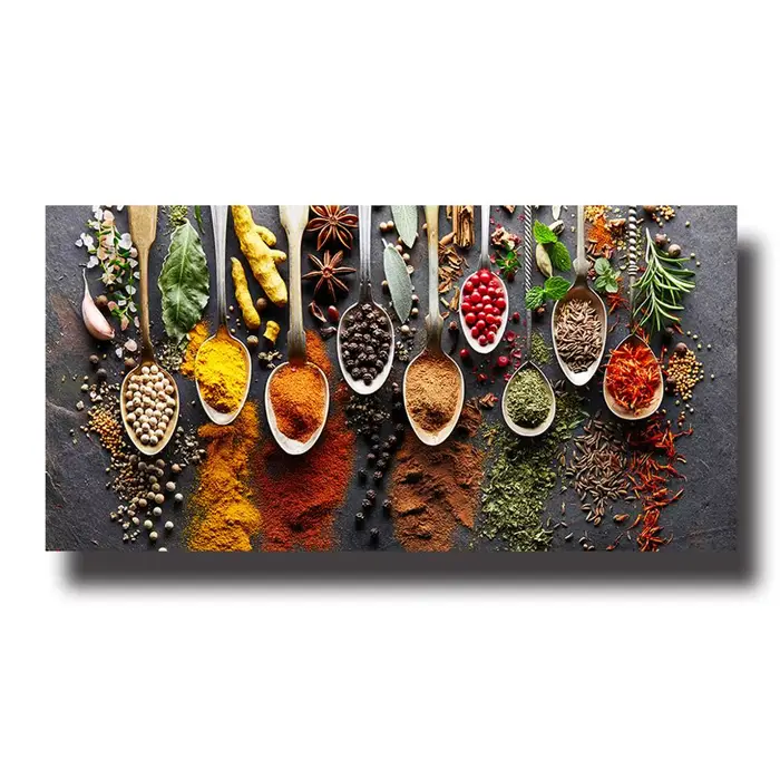 Peinture sur toile de cuisine, Grains, Épices, Cuillère, Poivrons, Affiches et impressions scandinav