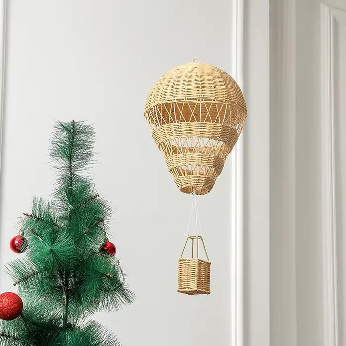 Décor de ballon à Air chaud en rotin tissé à la main, décor mural suspendu, accessoire de photograph