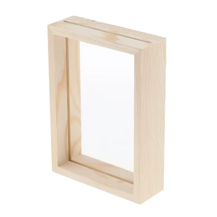 Cadre en bois transparent en verre double face