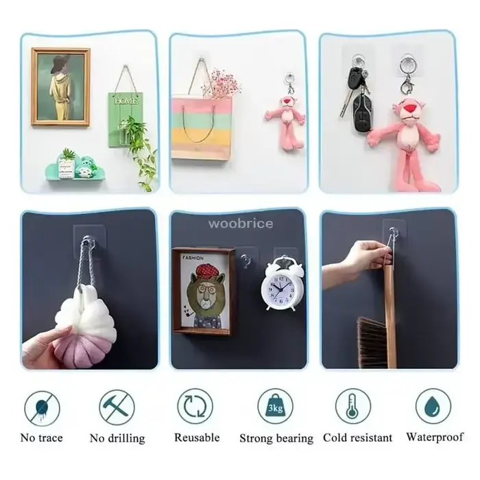 Crochet mural adhésif de bain sans perçage