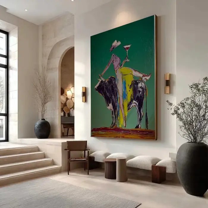 Peinture à l'huile abstraite faite à la main sur toile