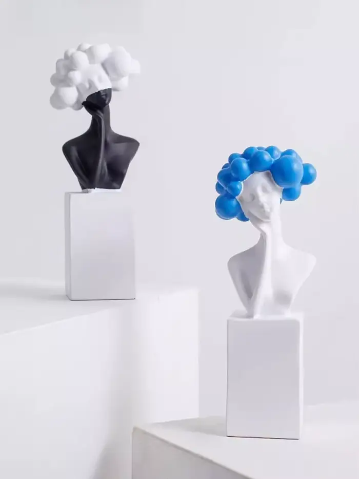 Sculpture de figurine d'art moderne noir et blanc