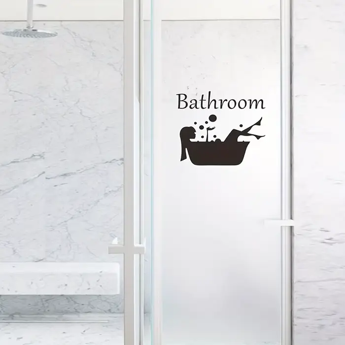 Autocollant mural auto-adhésif pour salle de bain – Design de baignoire et de bulles