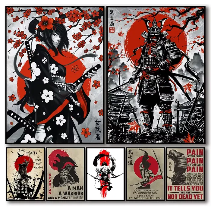 Peinture à l'encre japonaise Duel samouraï