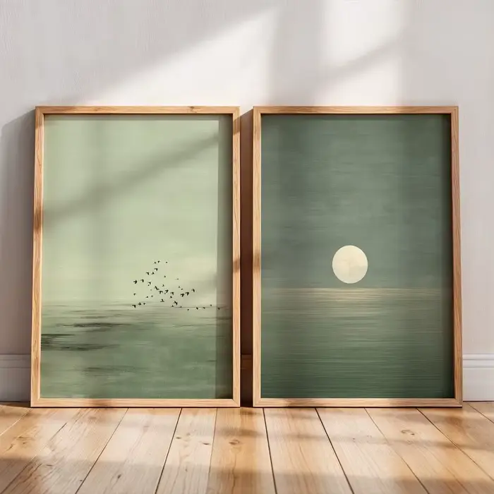 Japandi Wall Art Minimalist Pink Sunset Print