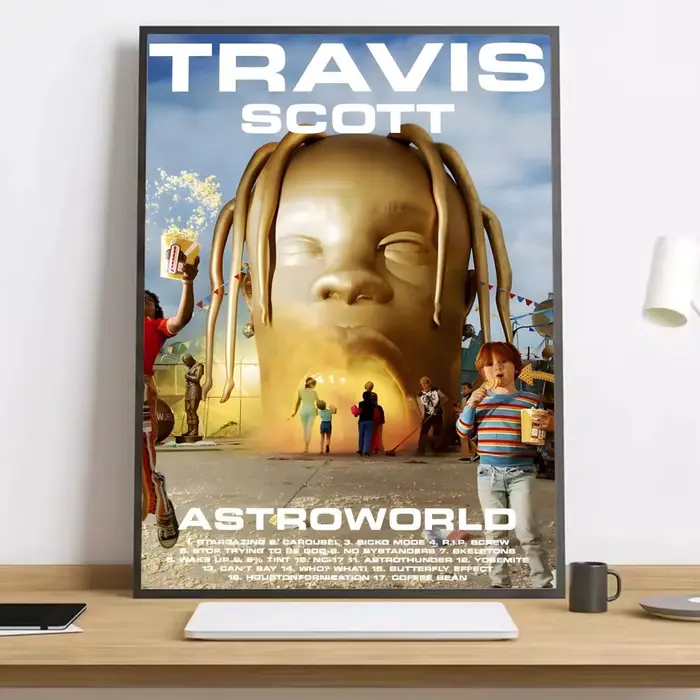 Travis Scott Rodeo Astroworld Album de musique peinture calligraphie HD toile affiche salon chambre 
