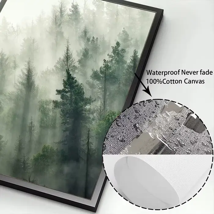 Affiche murale imprimée abstraite de montagne vert sauge