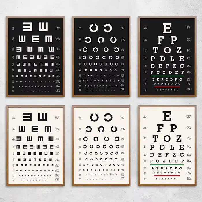 Affiches et imprimés de tableau d'examen oculaire d'acuité visuelle