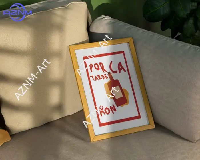 Affiche colorée sans cadre Por La Tarde Ron Print - Style design plat tendance - Décoration esthétique pour appartement et cuisine