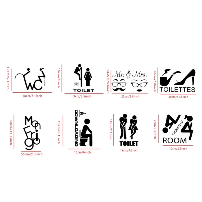 Perfec3D-Autocollants Muraux avec Signe d'Entrée de Toilette pour Homme et Femme