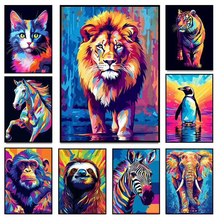 Abstrac Colorful Interface Animals Canvas Painting