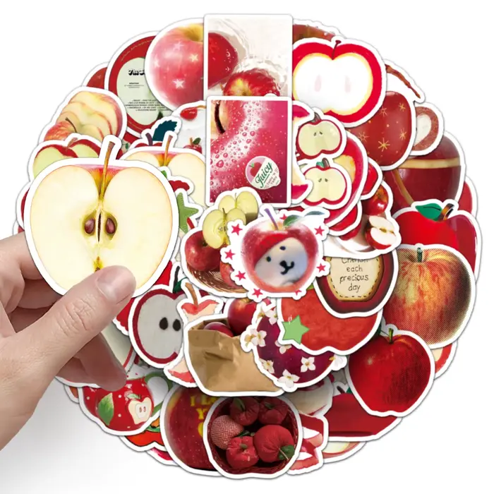 10/50 PIÈCES Apple Graffiti Autocollants Fruits Dessin Animé Décoration BRICOLAGE Réfrigérateur Bagages Ordinateur