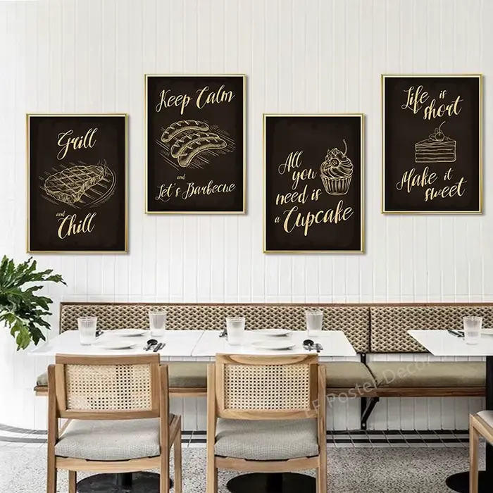 Affiches de tableau noir de nourriture de cuisine vintage