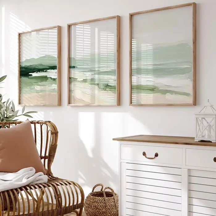 Affiches de vagues côtières vertes