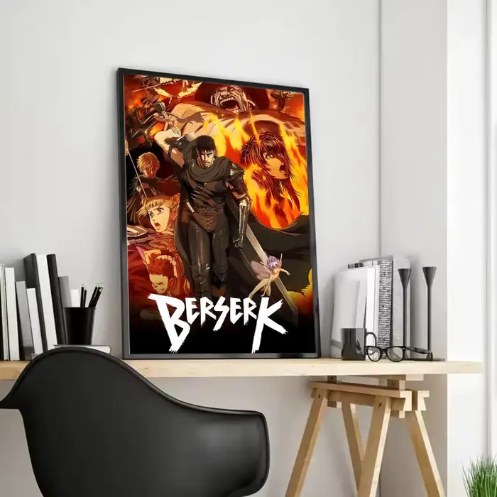 Affiche sur toile avec calligraphie, peinture classique d'anime B-Berserk, décoration murale pour l'