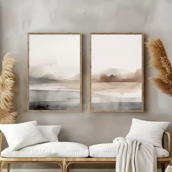 Affiche minimaliste de paysage neutre aquarelle scandinave