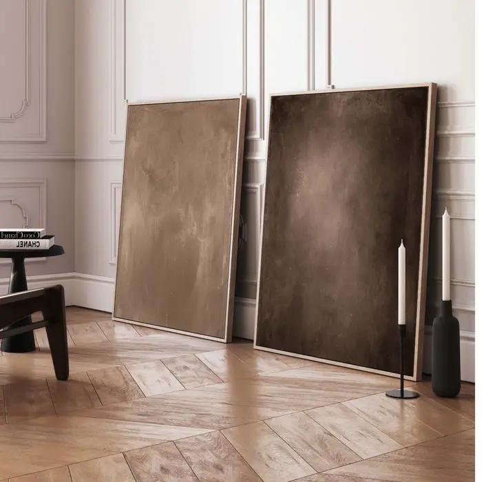 Ensemble d'art mural sur toile Wabi Sabi marron foncé