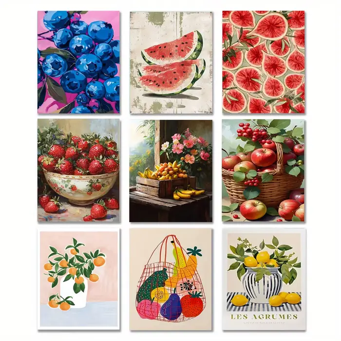 1 pièce d'impression sur toile de fruits abstraits colorés, art mural moderne sur toile de fruits colorés pour salon, chambre à coucher, bureau à domicile