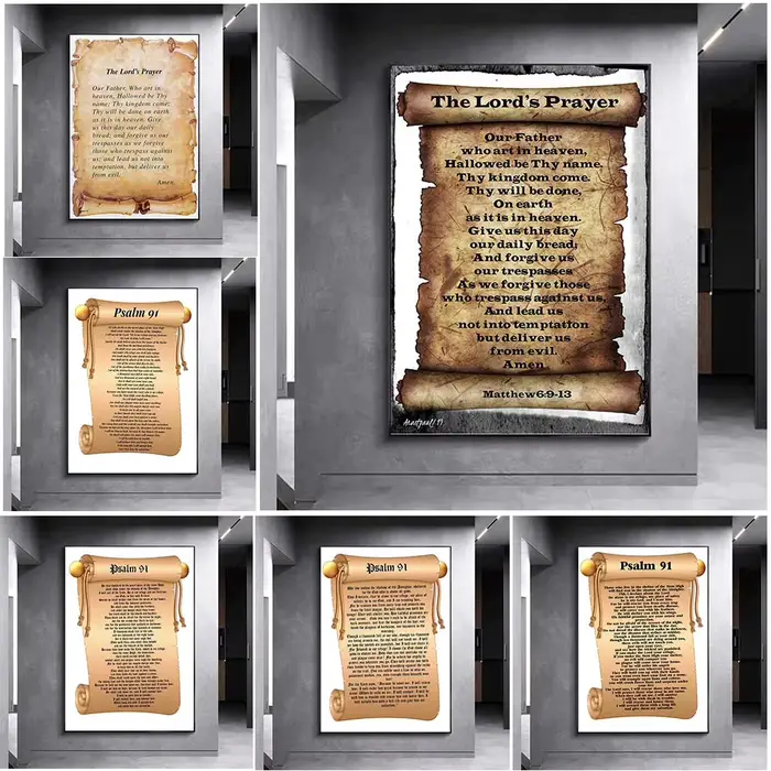 Impression d'affiche d'art de prière de la psaume 91. "Psalm 91" écriture mur Art toile peinture maison