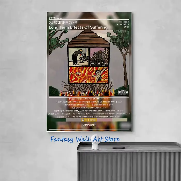 SuicideboyS – couverture d'album de musique, ce roi, vient de la musique Rap, affiche de dépression du nouveau monde, peinture sur toile, images murales, décoration de maison