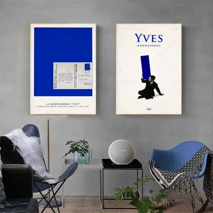 Affiche d'exposition de couleur bleue Pop