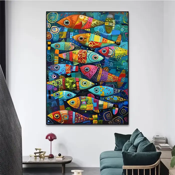 Affiches et imprimés sur toile de poisson coloré abstrait dans la mer