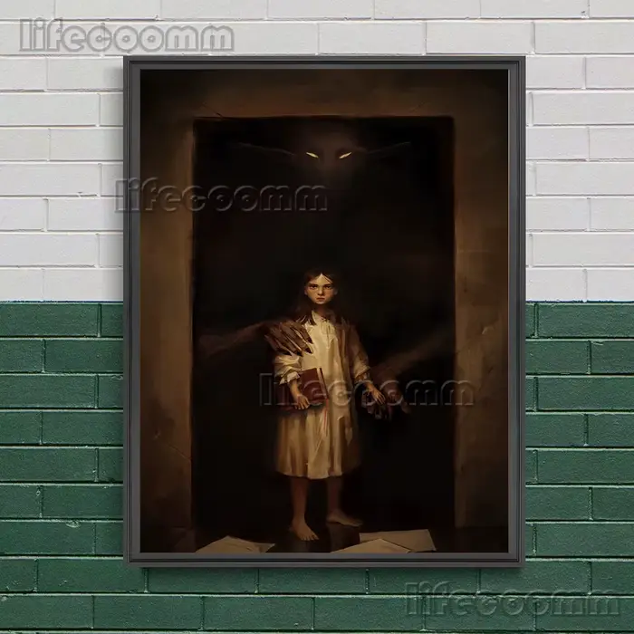 Toile d'art mural Vintage le monstre dans le miroir