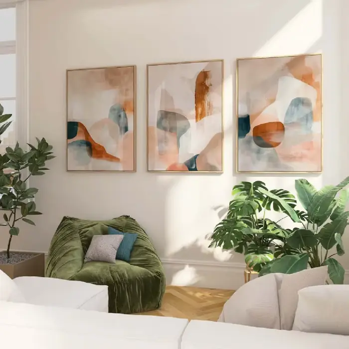 Lot de 3 tableaux triptyques sans cadre