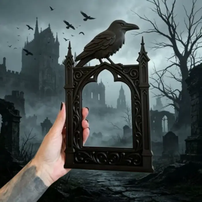 Cadre photo gothique noir style corbeau