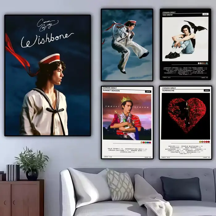Affiche murale moderne sur toile avec calligraphie de la chanteuse pop C-Conan Gray