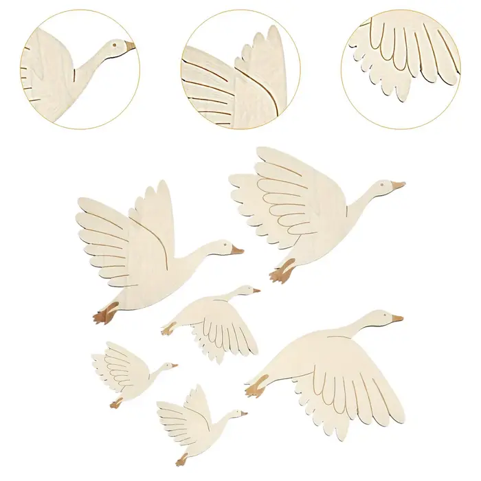 Décoration murale en bois d'oiseaux en vol
