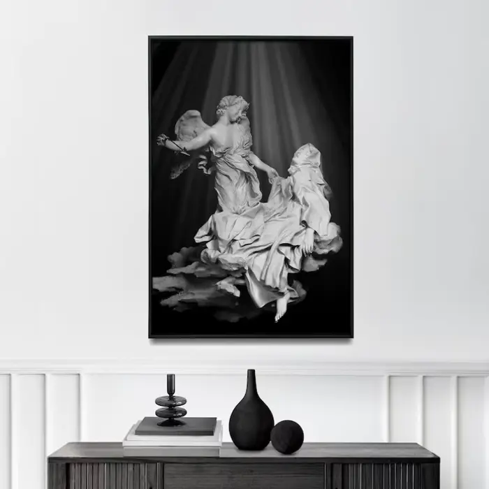 Affiche de sculpture du XIXe siècle en noir et blanc