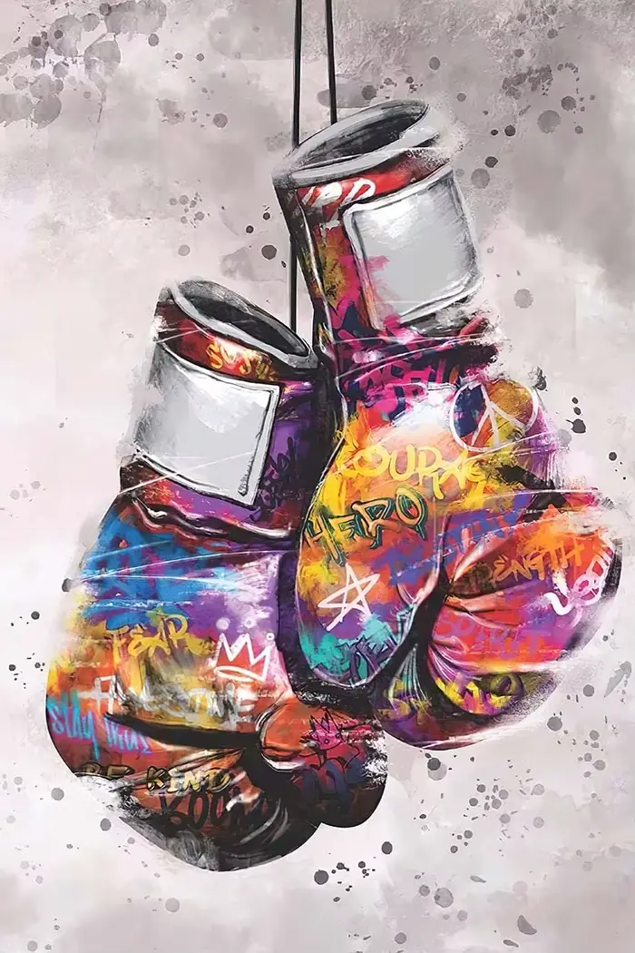 Affiche d'art de gant de boxe, peinture sur toile imprimée, tableau d'art mural, décoration murale m