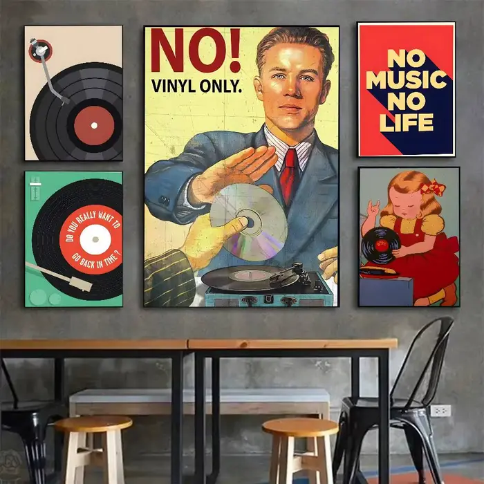 Affiche de disques vinyles rétro du milieu du siècle