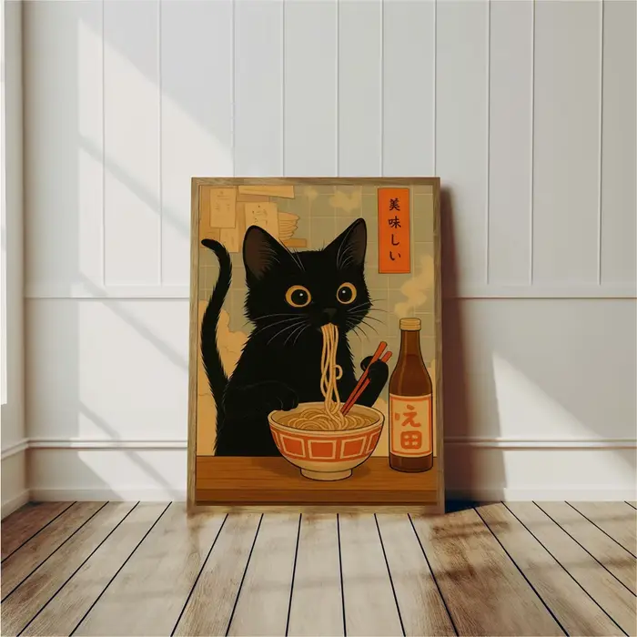 Affiche de chat mignon de style japonais