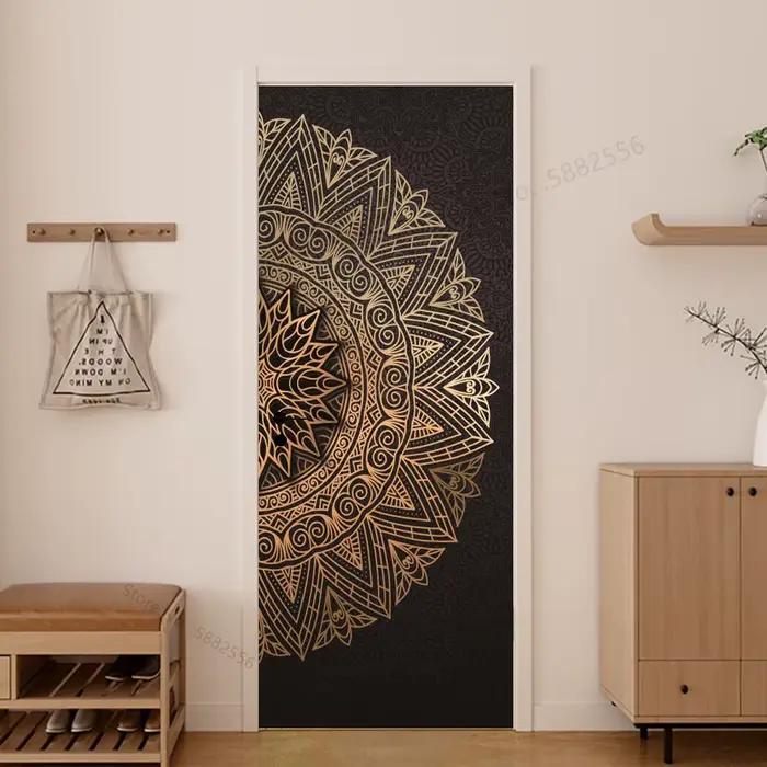 Autocollant de porte imitation bois, film vinyle mat rétro, imperméable, à coller et à décoller, déc