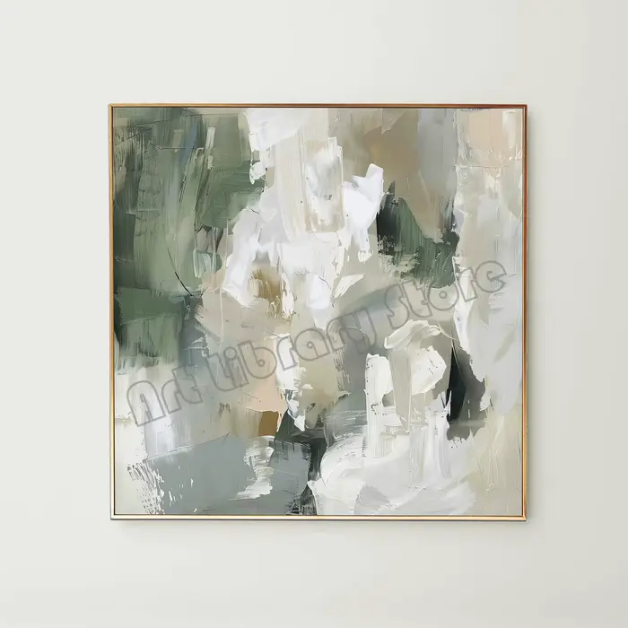 Peinture sur toile abstraite contemporaine beige neutre, affiche murale minimaliste nordique, images