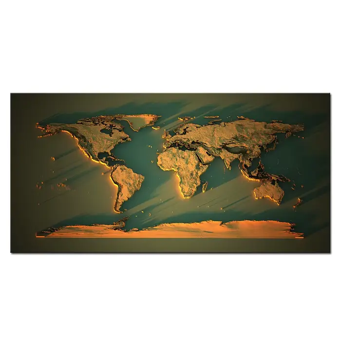 Affiches de carte du monde d'art moderne, imprimés HD, peinture sur toile Non tissée, image murale,