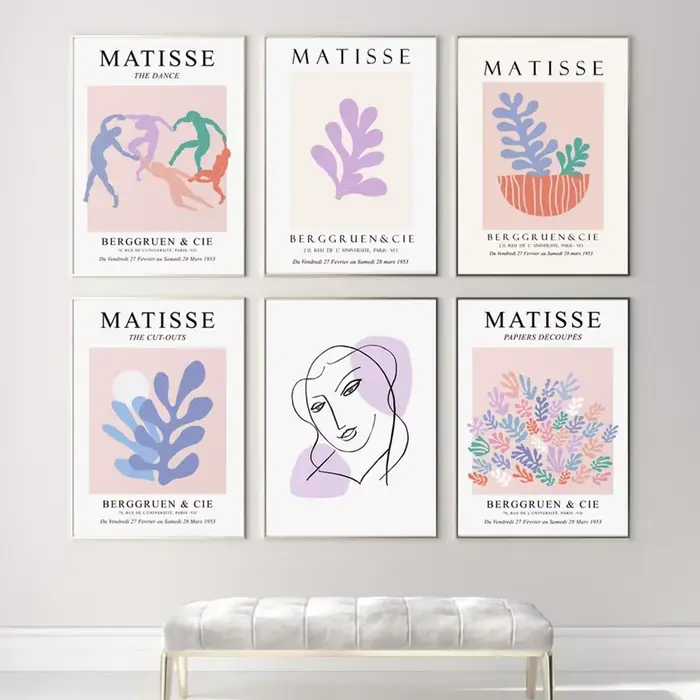 Esthétique Pastel Matisse plantes abstraites fleurs femmes nues mur art toile peinture affiches et impressions style nordique salon ro