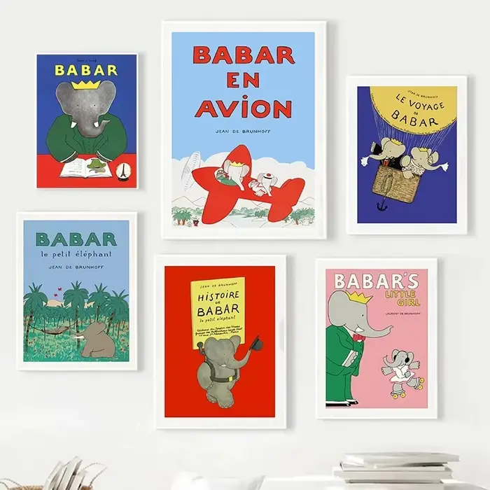 Affiche de contes de fées d'éléphant Babar