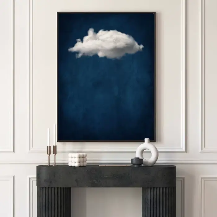 Peinture sur toile minimaliste de nuit d'indigo pour le salon