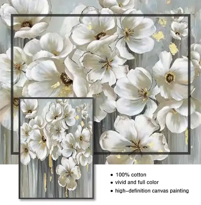Mintura – tableau mural pour salon, peintures à l'huile sur toile peintes à la main, nombreuses fleurs blanches, décor d'hôtel, Art de maison, sans cadre