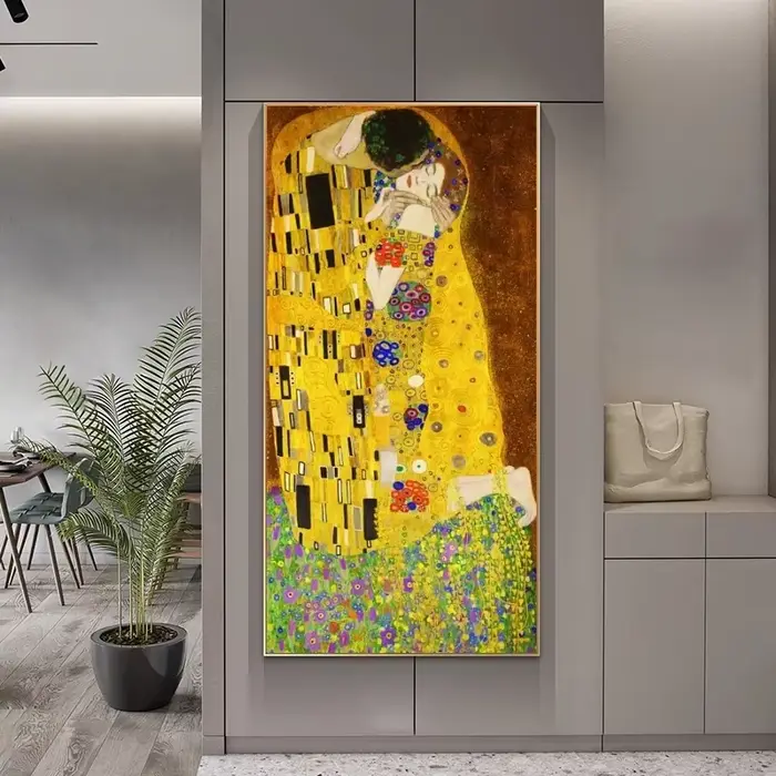 Klimt-Peinture à l'huile dorée sur toile