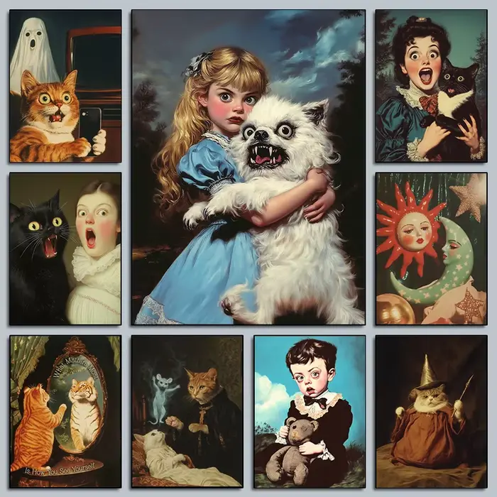 Affiches d'animaux surréalistes amusants et fantaisistes