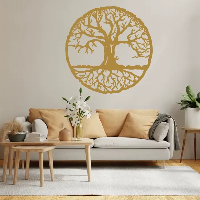 Grand autocollant mural arbre de vie rond