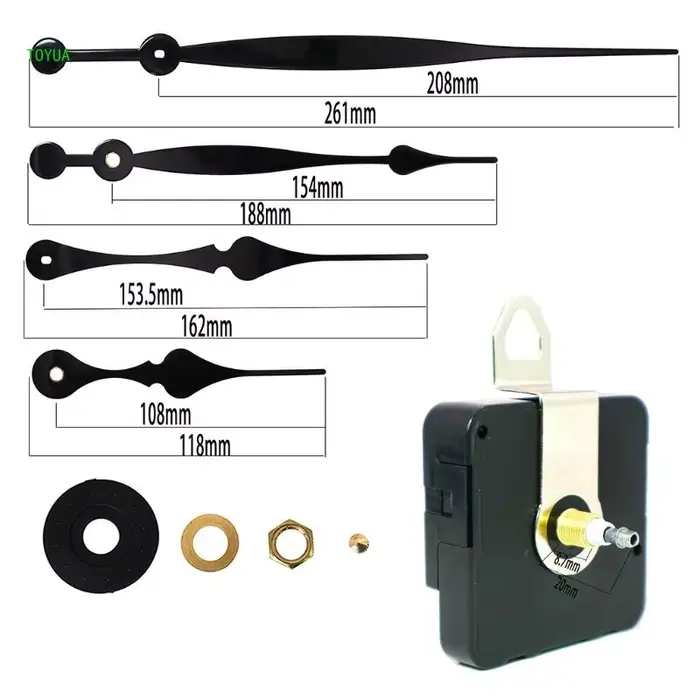 1 mécanisme mouvement d'horloge à arbre Long à couple élevé avec 2 paires mains pièces réparation