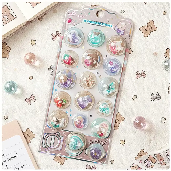 1 autocollant 3D en forme de capsules de dessins animés mignons pour scrapbooking