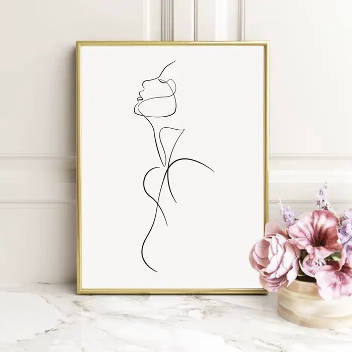 Femme nue abstraite une ligne dessin Art toile peinture imprime