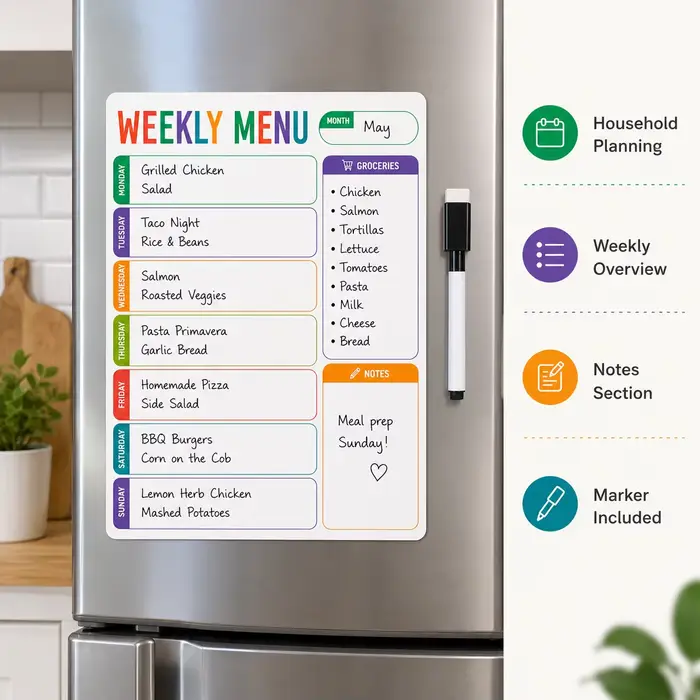 Autocollant tableau blanc pour menu hebdomadaire