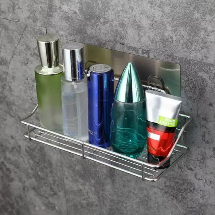 Étagère de rangement murale suspendue en acier inoxydable, sans poinçon, pour cuisine, salle de bain
